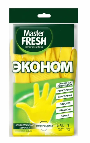 MASTER FRESH ЭКО перчатки хозяйственные латексные с хлопком р.L/XL